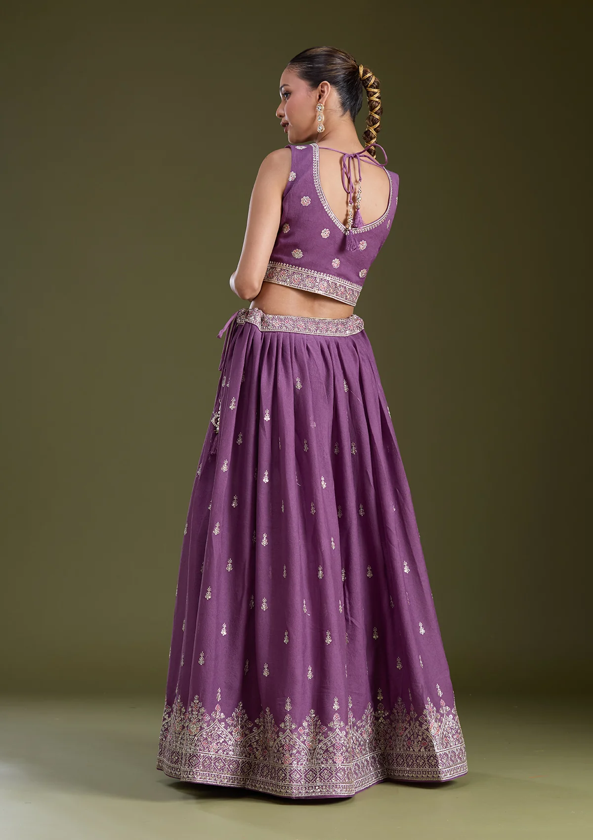 Zariwork (Silver) Soft Raw Silk Readymade Lehenga - Image 9