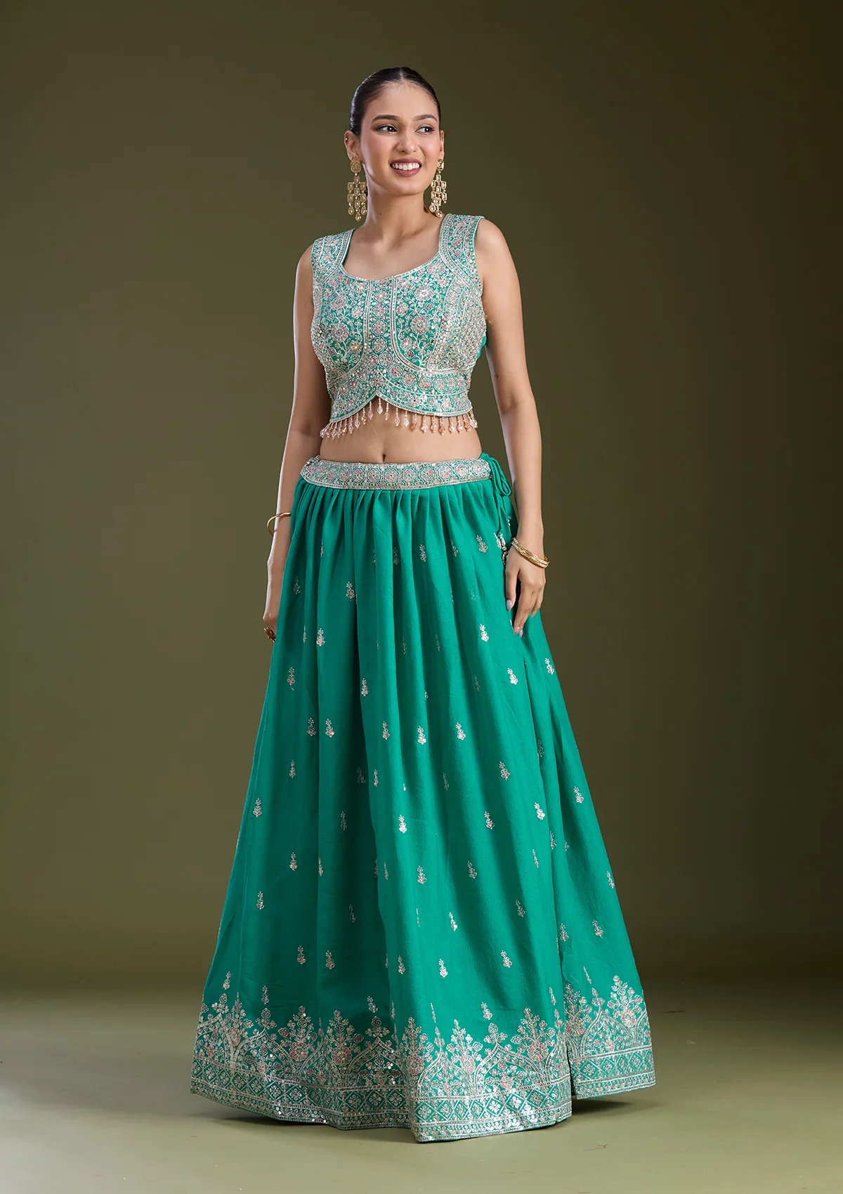 Zariwork (Silver) Soft Raw Silk Readymade Lehenga - Image 21
