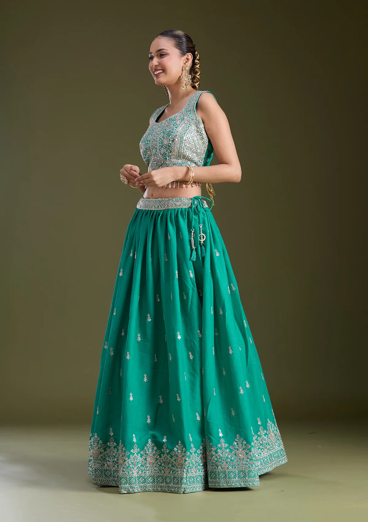 Zariwork (Silver) Soft Raw Silk Readymade Lehenga - Image 23