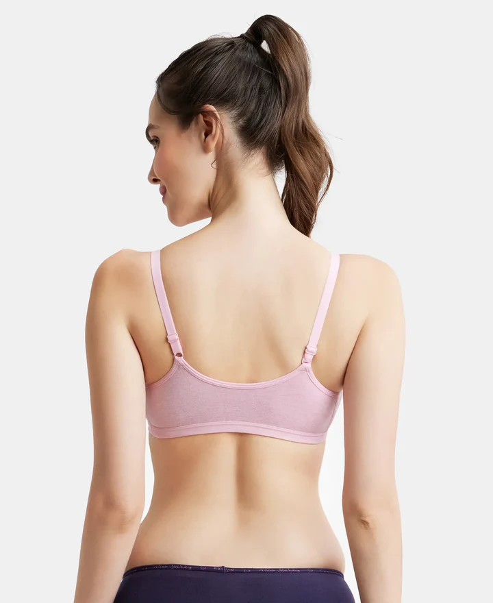 Pink Lady Melange Wire free Padded Super Combed Cotton Elastane Stretch Full Coverage Bra - Image 5