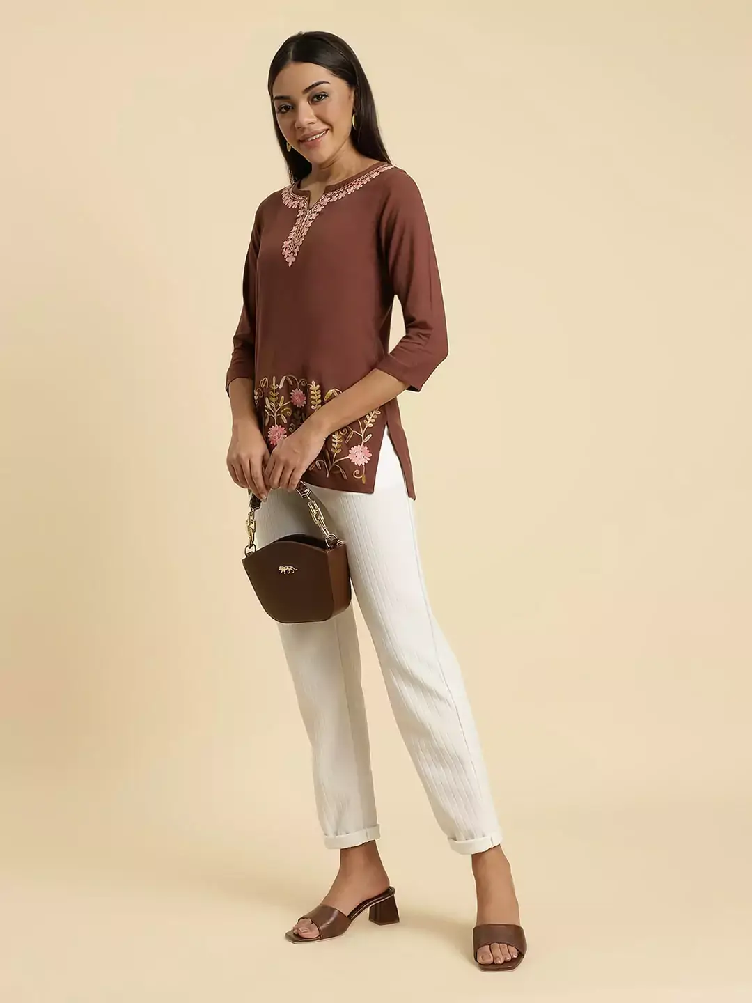 Hiba Brown Short Kurti - Image 4