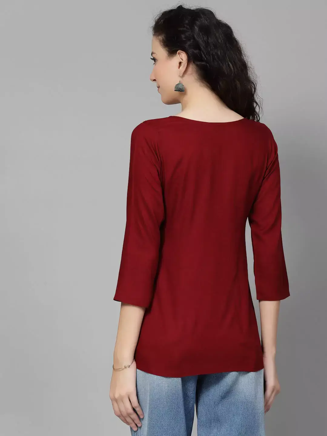 Israa Maroon Short Kurti - Image 5