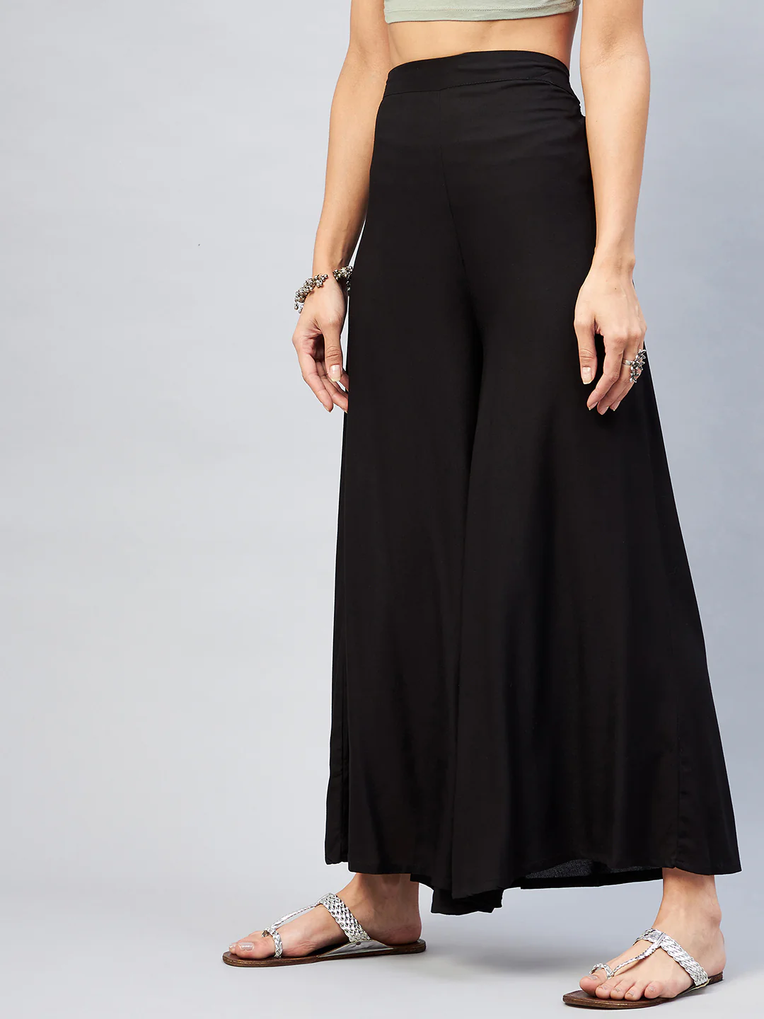 Viscose Rayon Solid Black Handloom Palazzo - Image 4