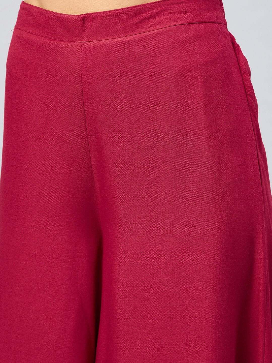 Viscose Rayon Solid Maroon Handloom Palazzo - Image 7