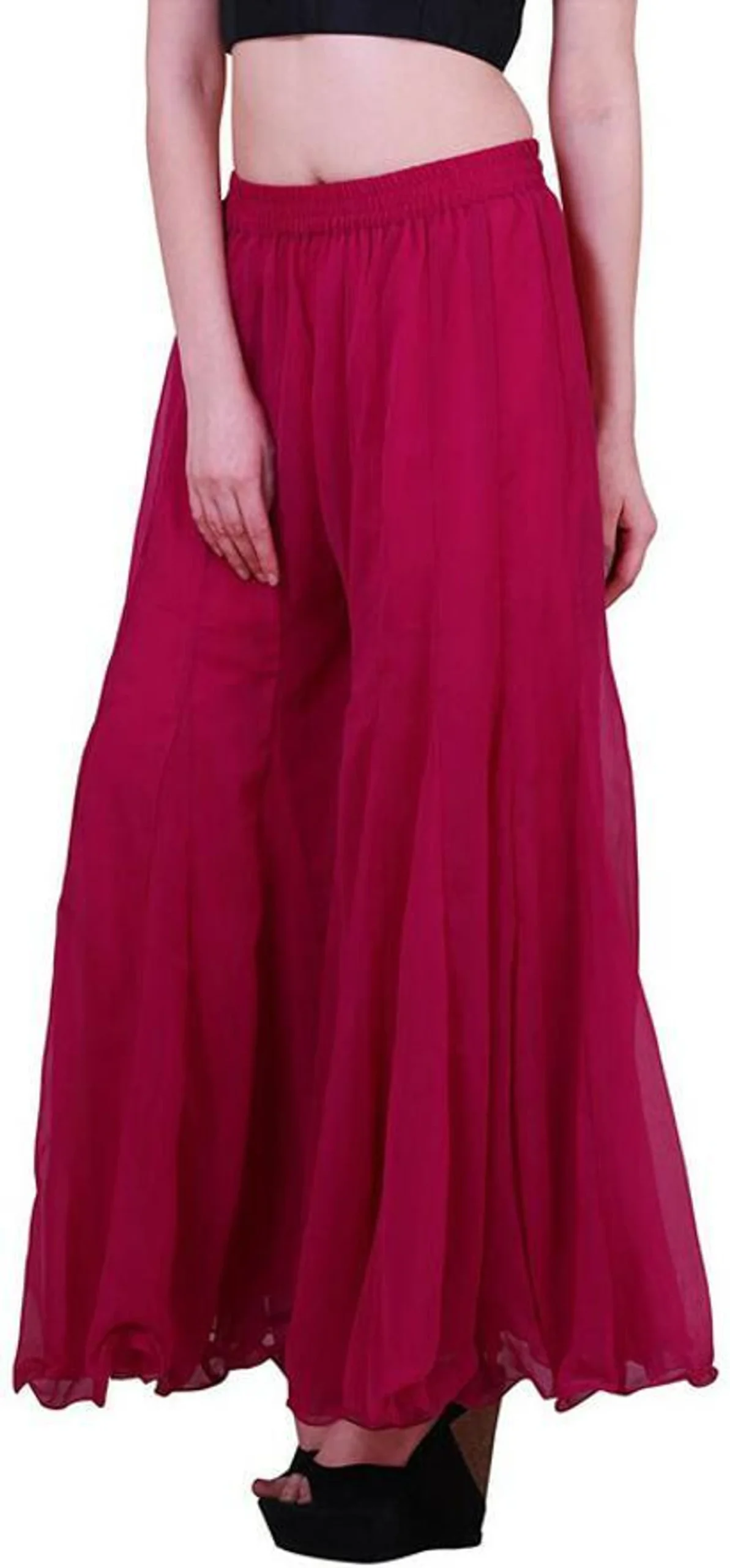 Women Flared Yellow Georgette Trousers - Image 4